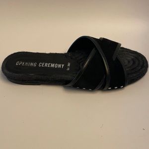 Opening Ceremony black suede/leather espadrilles